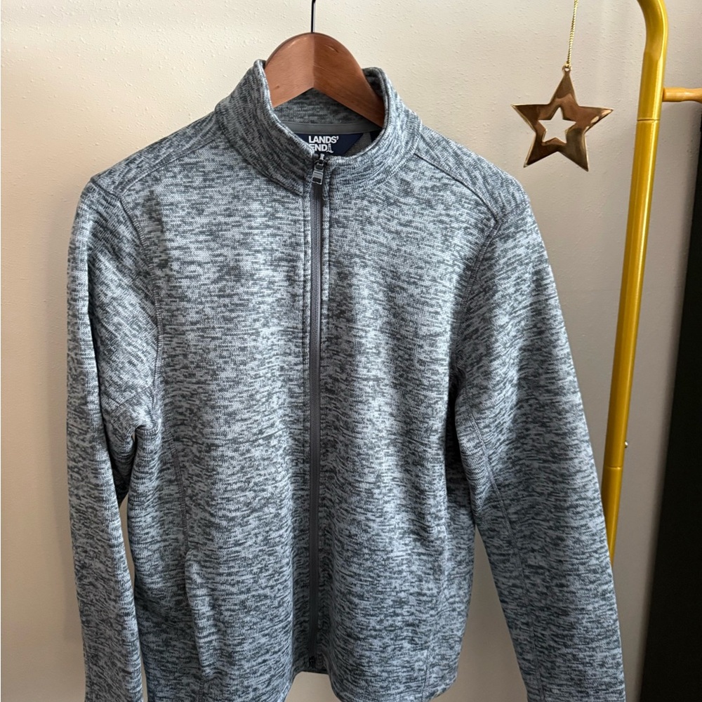 Lands’ End Gray Heather Full Zip Jacket Small Lightweight Zip Up